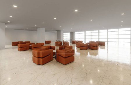 lobby interior design . 3d rendering