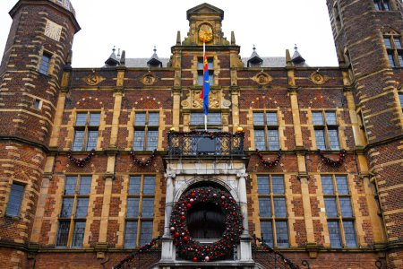 the historic town hall of venlo in the netherlands in winter