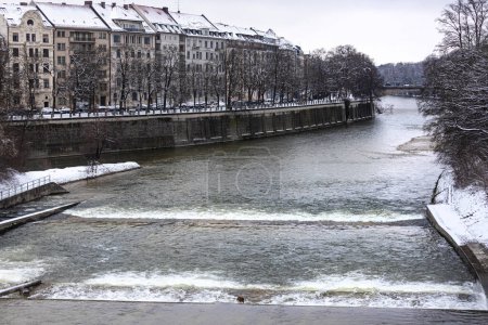 the isar river in munich germany in winter