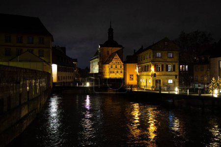 historic bamberg germany in winter at night