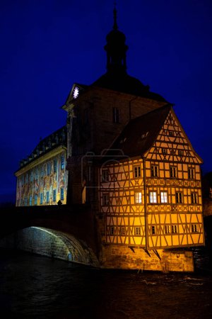 historic bamberg germany in winter at night perpendicular