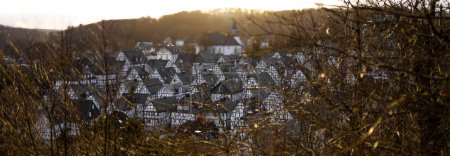historic freudenberg germany in the winter sun blur panorama