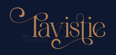 Illustration for Luxury wedding alphabet logo font with tails. Typography elegant classic serif fonts and number decorative vintage retro logos branding. vector illustration - Royalty Free Image