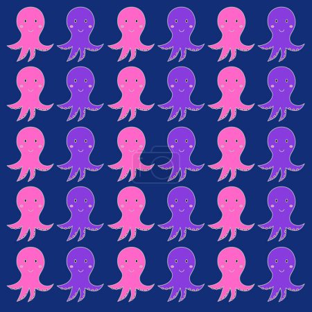Téléchargez les illustrations : Cute Pink Purple Octopuses Background, Pattern, Texture - en licence libre de droit
