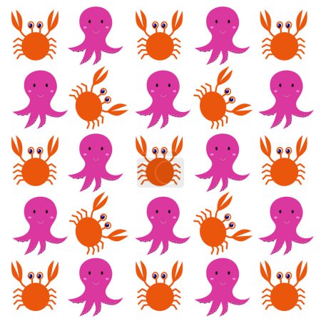 Téléchargez les illustrations : Crabs with Octopuses Pattern, Texture, Background - en licence libre de droit