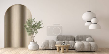 Photo for Japandi style conceptual interior room 3 d illustration - Royalty Free Image