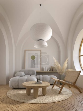 Photo for Conceptual interior room with arched ceiling 3 d illustration - Royalty Free Image