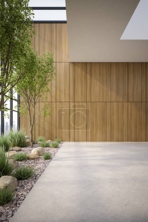 Téléchargez les photos : Style moderne intérieur conceptuel chambre vide vue 3 d illustration - en image libre de droit