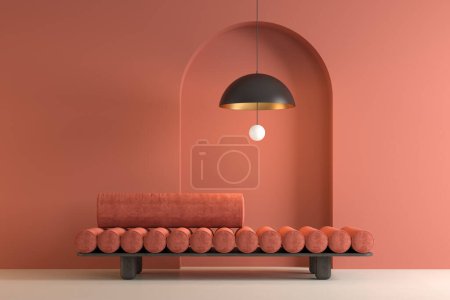 Photo for Memphis style conceptual interior room 3 d illustration - Royalty Free Image
