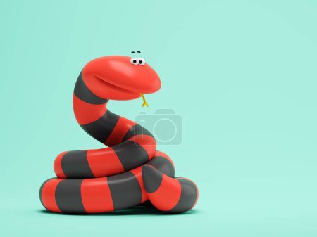 Téléchargez les photos : Serpent dessin animé sur fond bleu Illustration 3 D - en image libre de droit