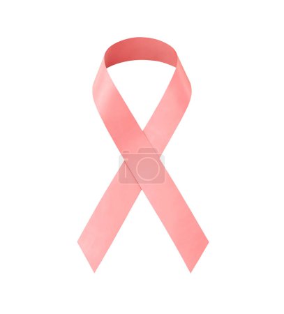 Foto de Cinta rosa aislada sobre fondo blanco. Día contra el cáncer de mama. - Imagen libre de derechos