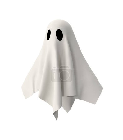 Foto de Halloween aterrador personaje fantasmal de dibujos animados espeluznante aislado sobre fondo blanco. - Imagen libre de derechos