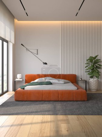 Téléchargez les photos : Moderne conceptuel intérieur chambre à coucher illustration 3 d - en image libre de droit