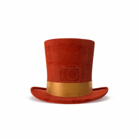 Téléchargez les photos : Cylindre chapeau rouge isolé sur le fond blanc - en image libre de droit