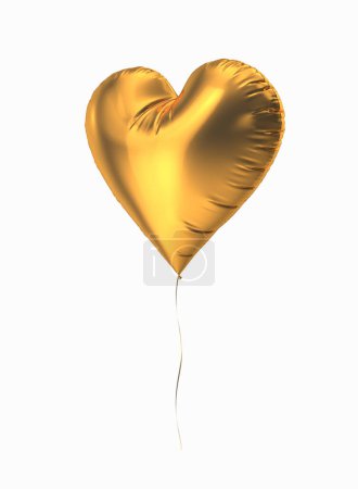 Téléchargez les photos : Ballon d'hélium Gold Heart. Saint-Valentin. Symbole d'amour. Décoration de fête - en image libre de droit