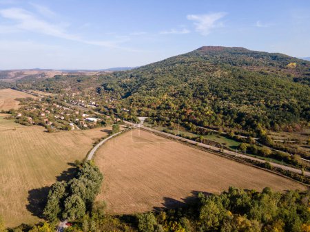 Photo for Aerial Autumn view of Iskar river, passing near village of Strupets, Vratsa Region, Bulgaria - Royalty Free Image