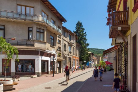Photo for TETEVEN, BULGARIA - JULY 7, 2021: Typical street and building in town of Teteven at Balkan Mountains, Lovech region, Bulgaria - Royalty Free Image