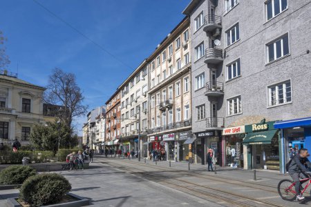 Photo for SOFIA, BULGARIA- MARCH 19, 2023: Panoramic view of Graf Ignatiev street in city of Sofia, Bulgaria - Royalty Free Image