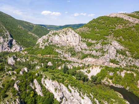 Photo for Aerial view of Iskar River Gorge near town of Lyutibrod, Vratsa region, Balkan Mountains, Bulgaria - Royalty Free Image