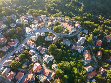 Photo for Aerial view of Village of Yavrovo with Authentic nineteenth century houses, Plovdiv Region, Bulgaria - Royalty Free Image