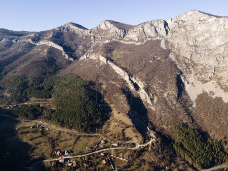 Photo for Amazing Aerial Autumn Landscape of Balkan Mountains and Vratsata pass, Bulgaria - Royalty Free Image