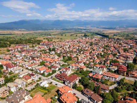 Aerial view of famous ski resort of Bansko, Blagoevgrad Region, Bulgaria