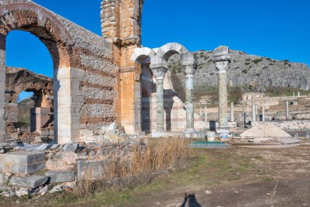antike Ruinen im archäologischen Gebiet von Philippi, Ostmakedonien und Thrakien, Griechenland