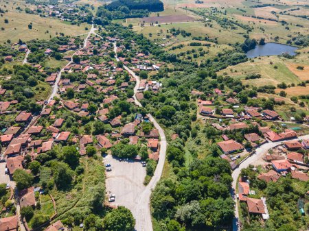 Photo for Aerial view of village of Zheravna with nineteenth century houses, Sliven Region, Bulgaria - Royalty Free Image