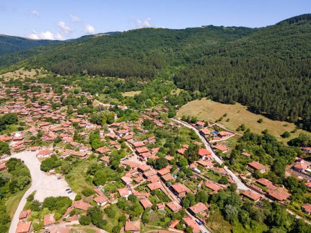 Aerial view of village of Zheravna with nineteenth century houses, Sliven Region, Bulgaria