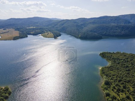 Aerial view of Yovkovtsi Reservoir, Veliko Tarnovo Region, Bulgaria