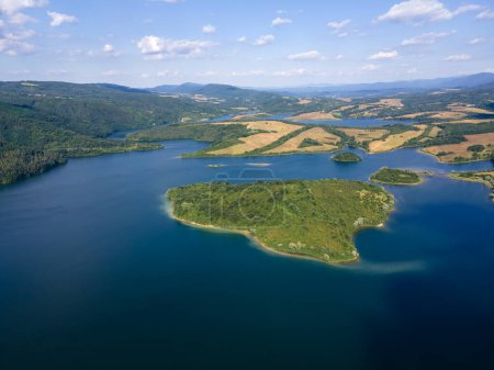 Aerial view of Yovkovtsi Reservoir, Veliko Tarnovo Region, Bulgaria