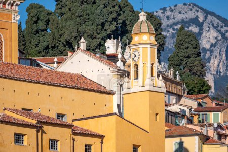 Panorama of Old town of Menton, Provence Alpes-Cote d'Azur, France