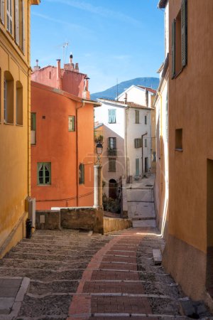Panorama of Old town of Menton, Provence Alpes-Cote d'Azur, France