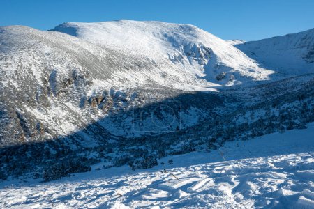 Amazing Winter Landscape of Rila mountain near Musala peak, Bulgaria