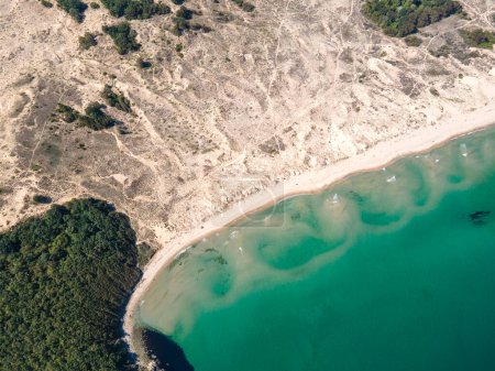 Photo for Aerial view of back sea coast near Arkutino beach, Burgas Region, Bulgaria - Royalty Free Image