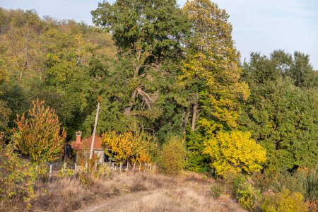 Vista de otoño del Embalse de los Cuarenta Manantiales cerca de la ciudad de Asenovgrad, Región de Plovdiv, Bulgaria