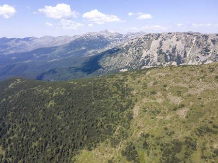 Amazing Aerial view of Pirin Mountain near Yalovarnika peak, Bulgaria