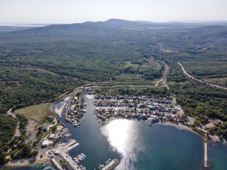Aerial panorama of Chengene Skele - Fishing Village (Ribarsko Selishte) near city of Burgas, Bulgaria