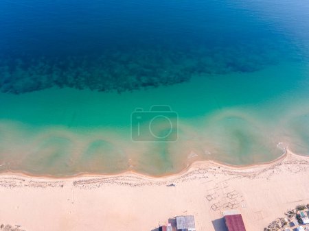 Aerial view of Gradina (Garden) Beach near town of Sozopol, Burgas Region, Bulgaria