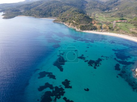 Amazing view of Sithonia coastline near Azapiko North Beach, Chalkidiki, Central Macedonia, Greece