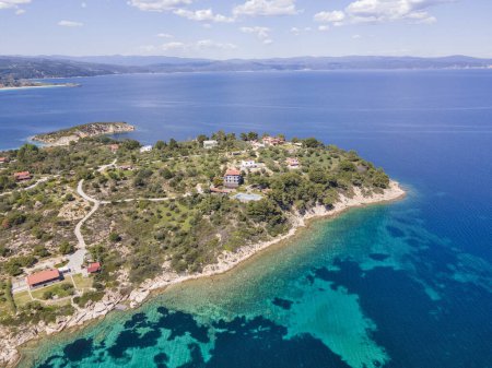 Amazing view of Sithonia coastline near Lagonisi Beach, Chalkidiki, Central Macedonia, Greece