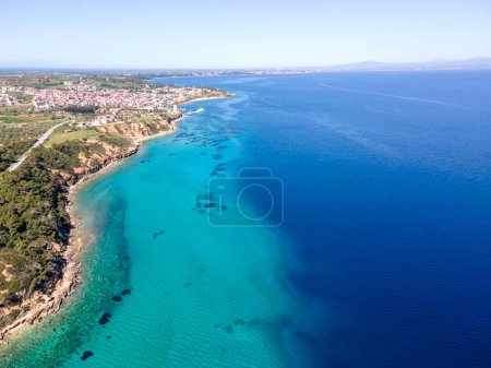 Photo for Amazing view of Kassandra coastline near town of Nea Fokea, Chalkidiki, Central Macedonia, Greece - Royalty Free Image