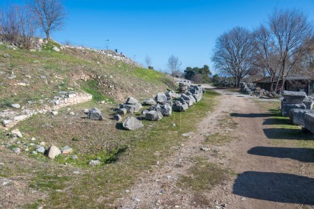 Antiguas ruinas en el área arqueológica de Filipos, Macedonia Oriental y Tracia, Grecia
