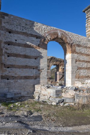 antike Ruinen im archäologischen Gebiet von Philippi, Ostmakedonien und Thrakien, Griechenland