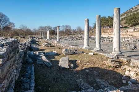 Antiguas ruinas en el área arqueológica de Filipos, Macedonia Oriental y Tracia, Grecia
