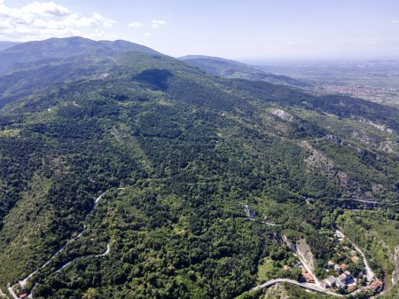 Photo for Aerial Spring view of Rhodope Mountains near town of Asenovgrad, Plovdiv Region, Bulgaria - Royalty Free Image