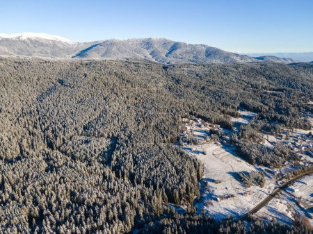 Amazing Aerial Winter view of Yundola area between Rila and Rhodopes mountain, Bulgaria