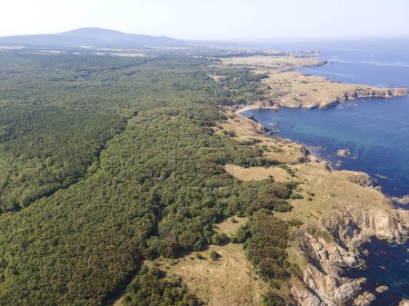 Aerial view of Black sea coast near Veleka Beach, Sinemorets, Burgas Region, Bulgaria