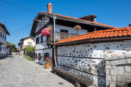 Typical street and buildings at The old town of Bansko, Blagoevgrad Region, Bulgaria
