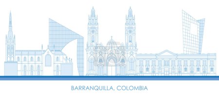 Ilustración de Esquema Skyline panorama de la ciudad de Barranquilla, Colombia - ilustración vectorial - Imagen libre de derechos